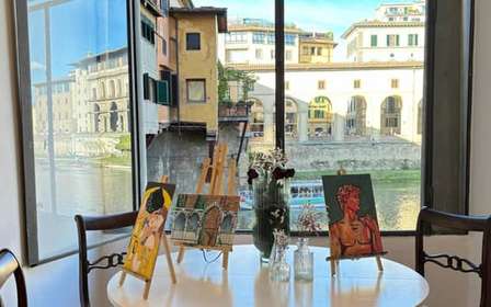 Firenze: Paint&Wine con vista sul Ponte Vecchio