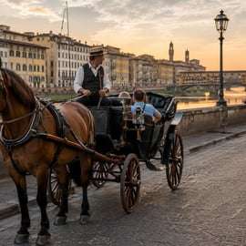 Giro in carrozza a Firenze con cocchiere medievale e guida