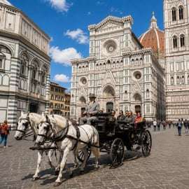 Giro in carrozza a Firenze con cocchiere medievale e guida